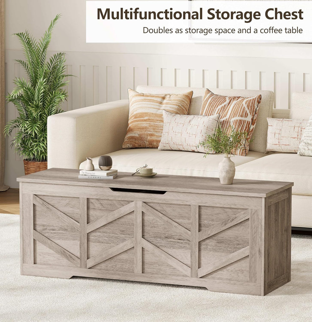 Extra Large Storage Chest, Storage Bench with 2 Safety Hinges | 51.2" St...