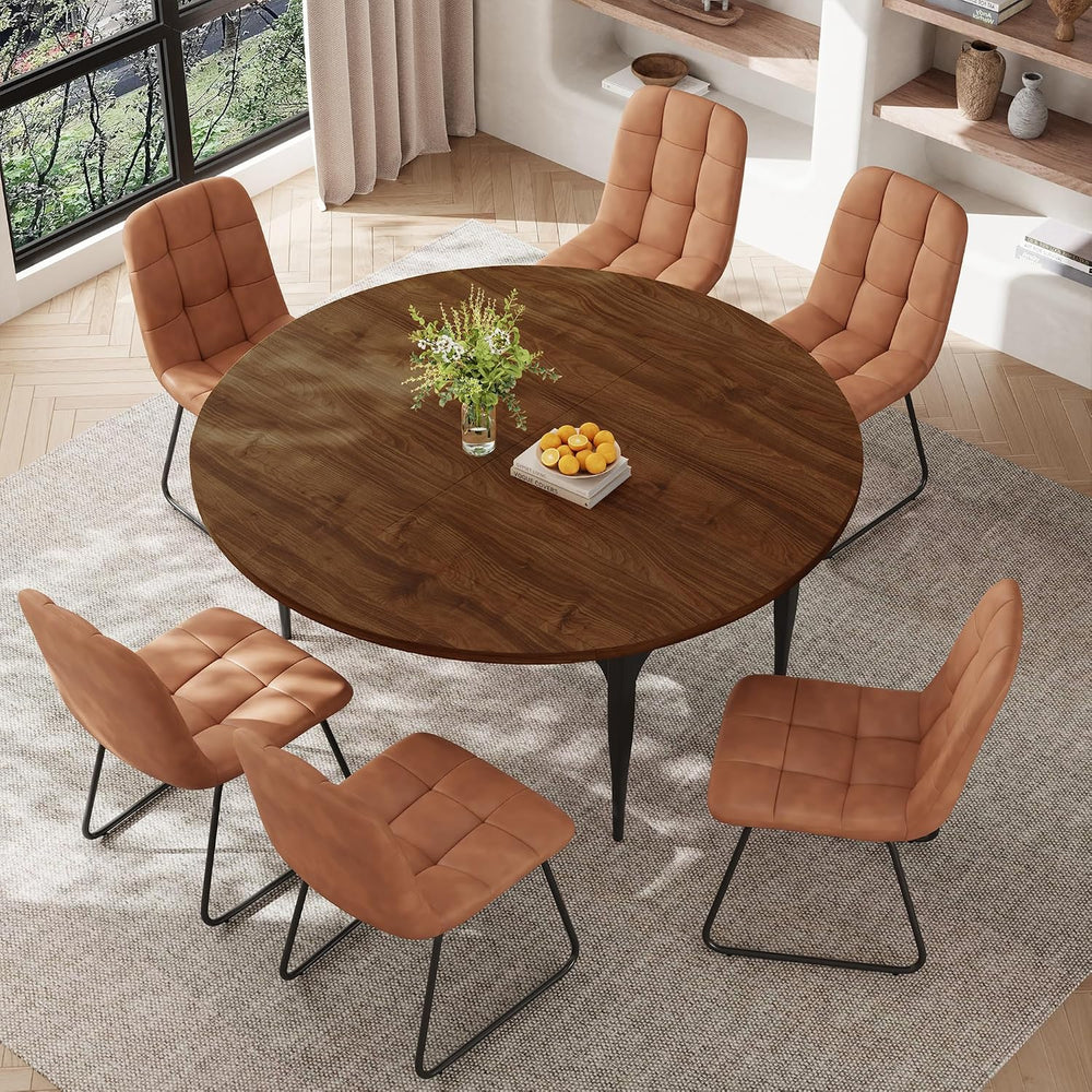 HIPIHOM Expandable Folding Dining Table Set, 55-Inch Round to Square Table wi...