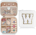 Parima Travel Jewelry Organizer for Women | Necklace, Earring, Ring Organizer | Women's Travel Gifts - Letter W, White