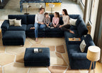 Cloud Couch Sectional, 6 Seater with Console, Chenille in Navy Blue | Detachable and Washable Cover, Sectional Sofas for Living Room, Deep Seat Wide Couch with Chaise, Storage Ottoman