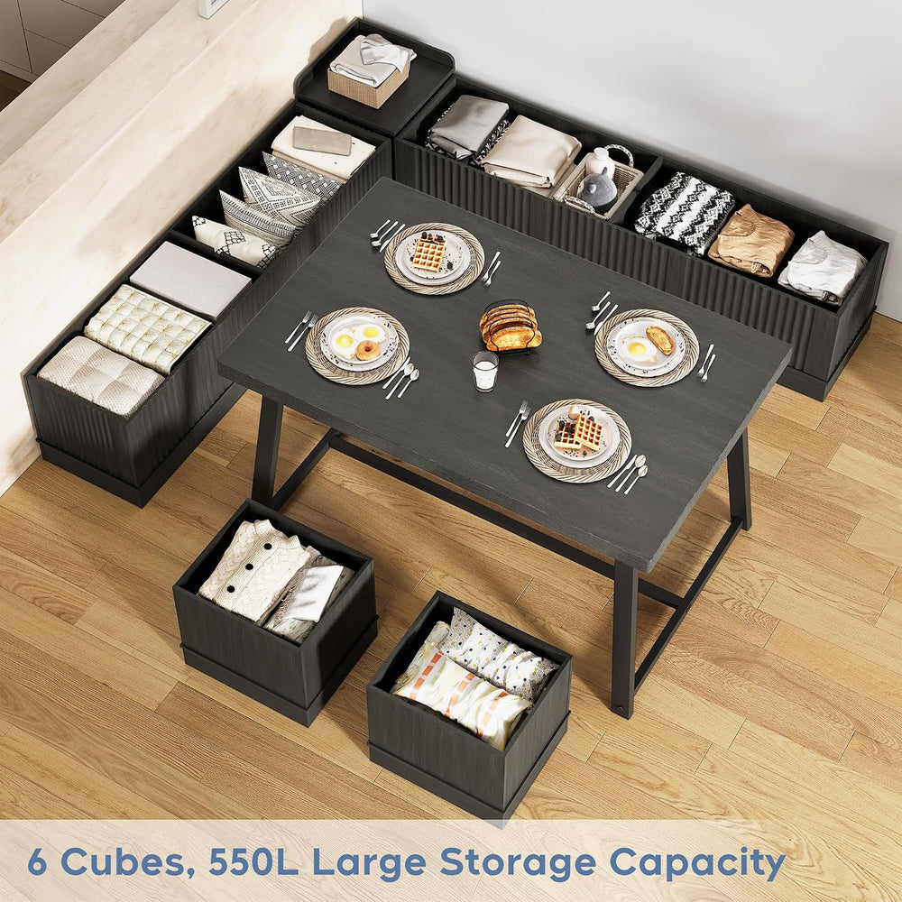 XIAO WEI Corner Dining Table Set, 6-Piece Breakfast Nook Dining Set with Stor...