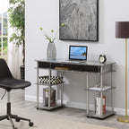 Convenience Concepts Designs2Go No Tools Desk Home Office Desk with Shelves, Corner Shelf Vanity Desk Computer Desk Nail Table for Nail Tech - 47.25" L x 15.75" W x 30" H, Gray Faux Marble