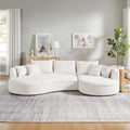 KEVINSPACE 128.15" Sofa Couch Modern Curved Cloud Round Sectional Couches Comfy with Pillows Luxury Chaise L Shape Upholstery for Living Room Apartment White Right Hand Facing