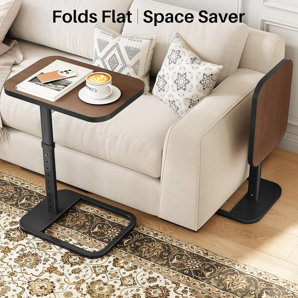 Kitstorack TV Tray Table, Adjustable Height & Rounded Metal Corners, Snac...
