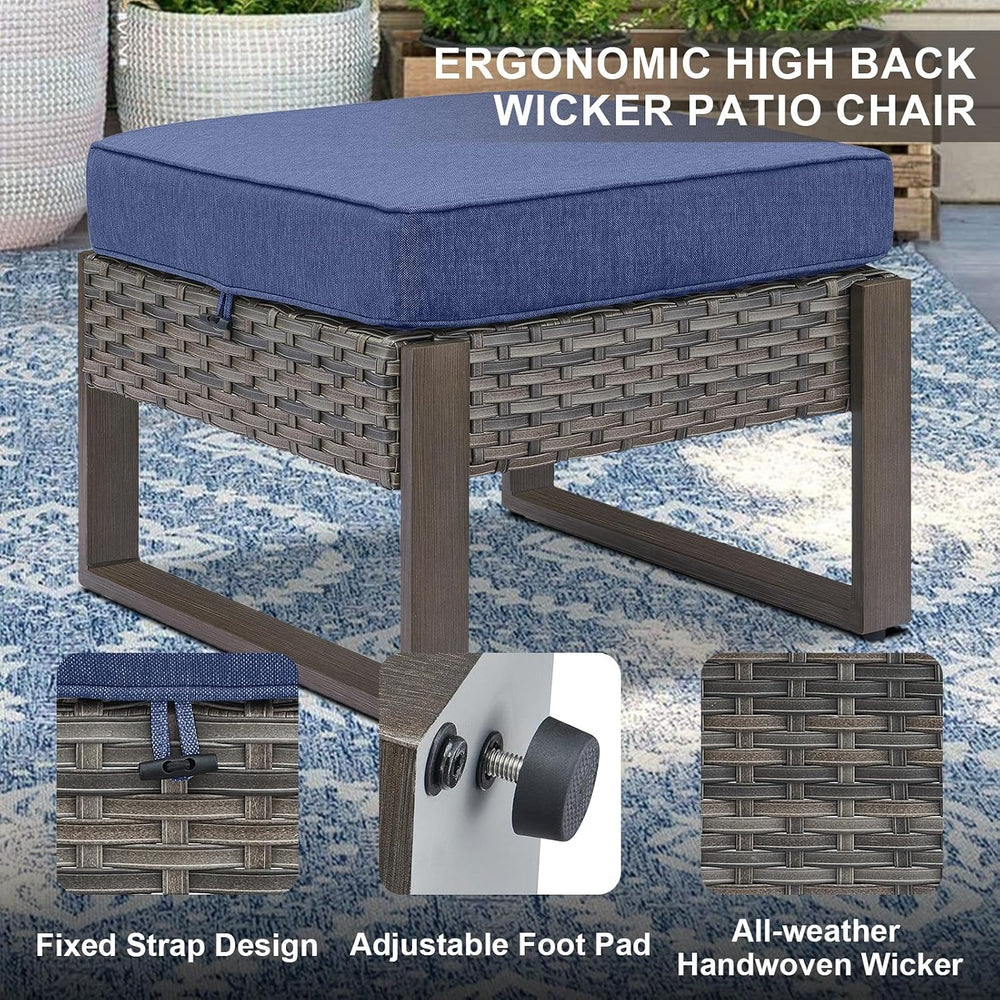 Belord Outdoor Ottomans for Patio - 250 LBS Weight Capacity Wicker Foot Rest ...