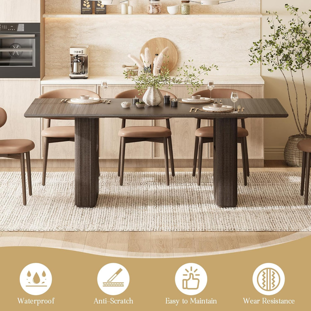 78.5 Inch Dining Table for 4-10 People, Long Large Kitchen Table with Wood St...
