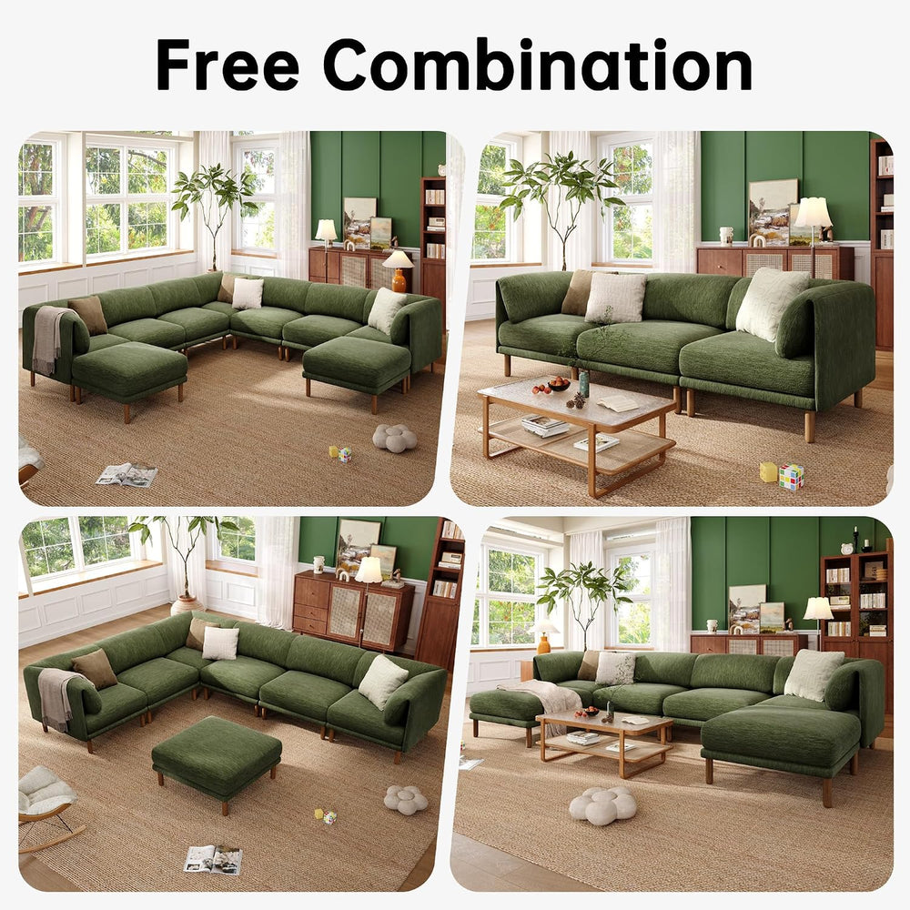 Cloud Sectional Couches for Living Room,Modular Sectional Sofa,Green | V-Shap...