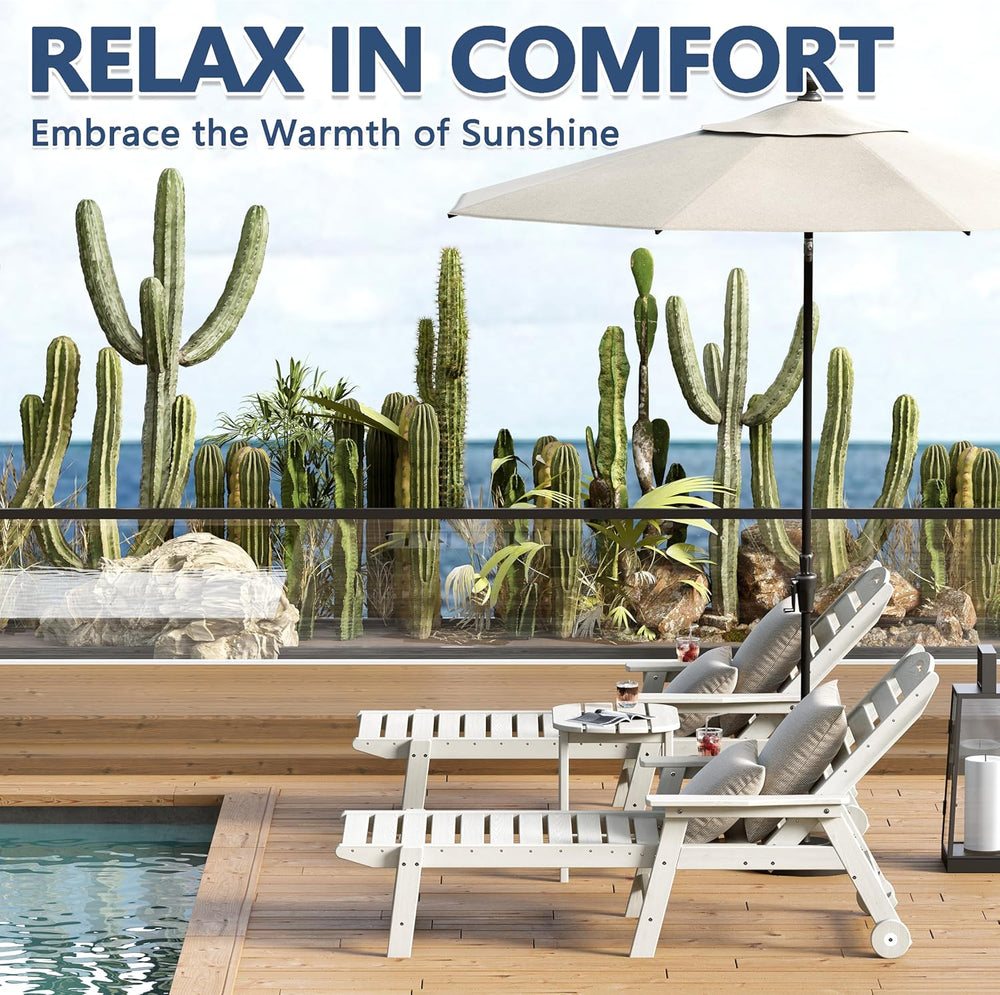 Patio Chaise Lounge Chair Set of 2, HDPE Outdoor Lounge Chairs with 5-Positio...