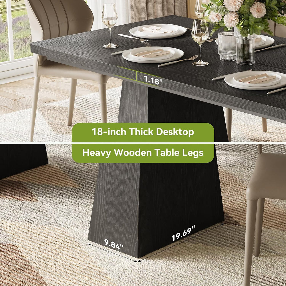 Rectangle Dining Table for 4-6 People,Wooden Table with Heavy Duty Legs