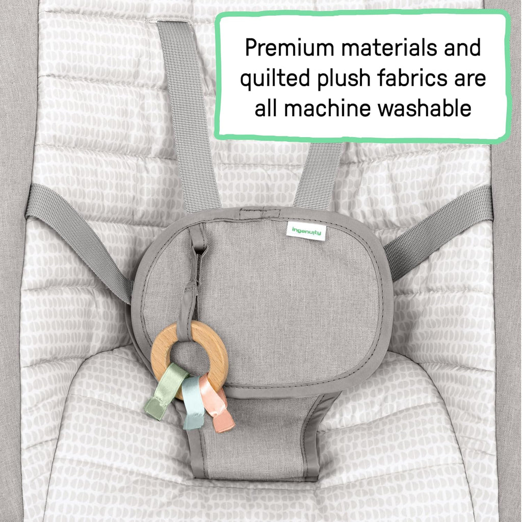 Ingenuity Keep Inmotion Automatic Baby Rocker Seat, with Remote Control for Vibration, Music & Volume Control, Premium Materials, 0-6M - Soulful Skies