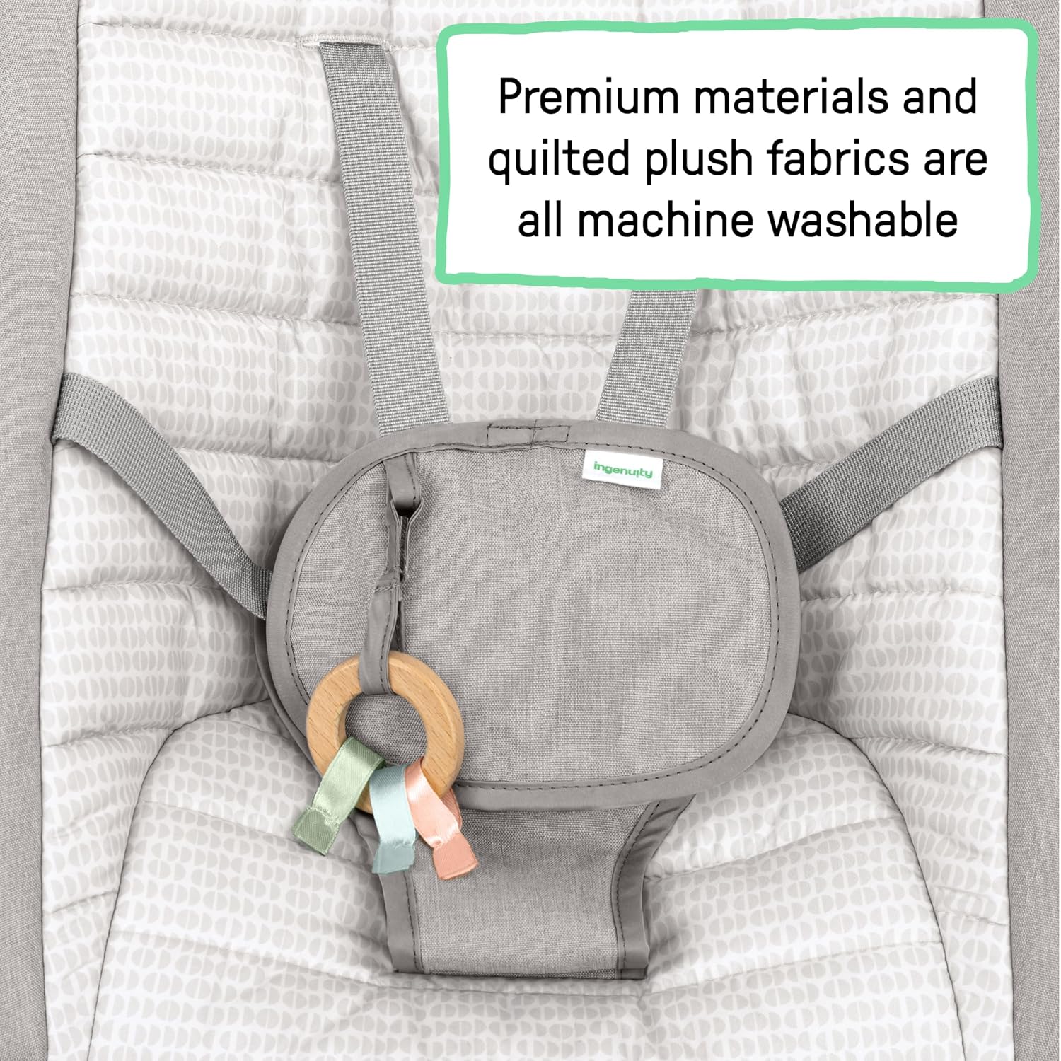 Ingenuity Keep Inmotion Automatic Baby Rocker Seat, with Remote Control for Vibration, Music & Volume Control, Premium Materials, 0-6M - Soulful Skies
