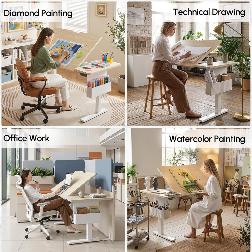 TIQLAB Drafting Tables, Electric Standing Desk Tilt, 47 * 27.5"