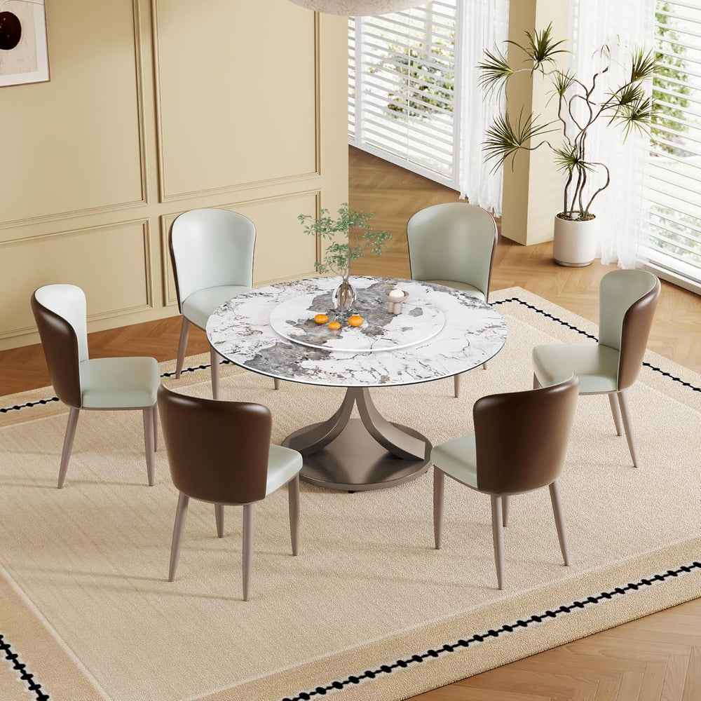 Dining Chairs Set of 2, Modern Faux Leather Dining with Carbon Steel Legs for...
