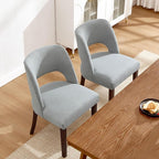 Dining Chair Set of 3,Modern Dining Room Chairs with Thick Cushions,Upholstered Linen Fabric Kitchen Chairs for Kitchen Dining Room LIGHTGREY