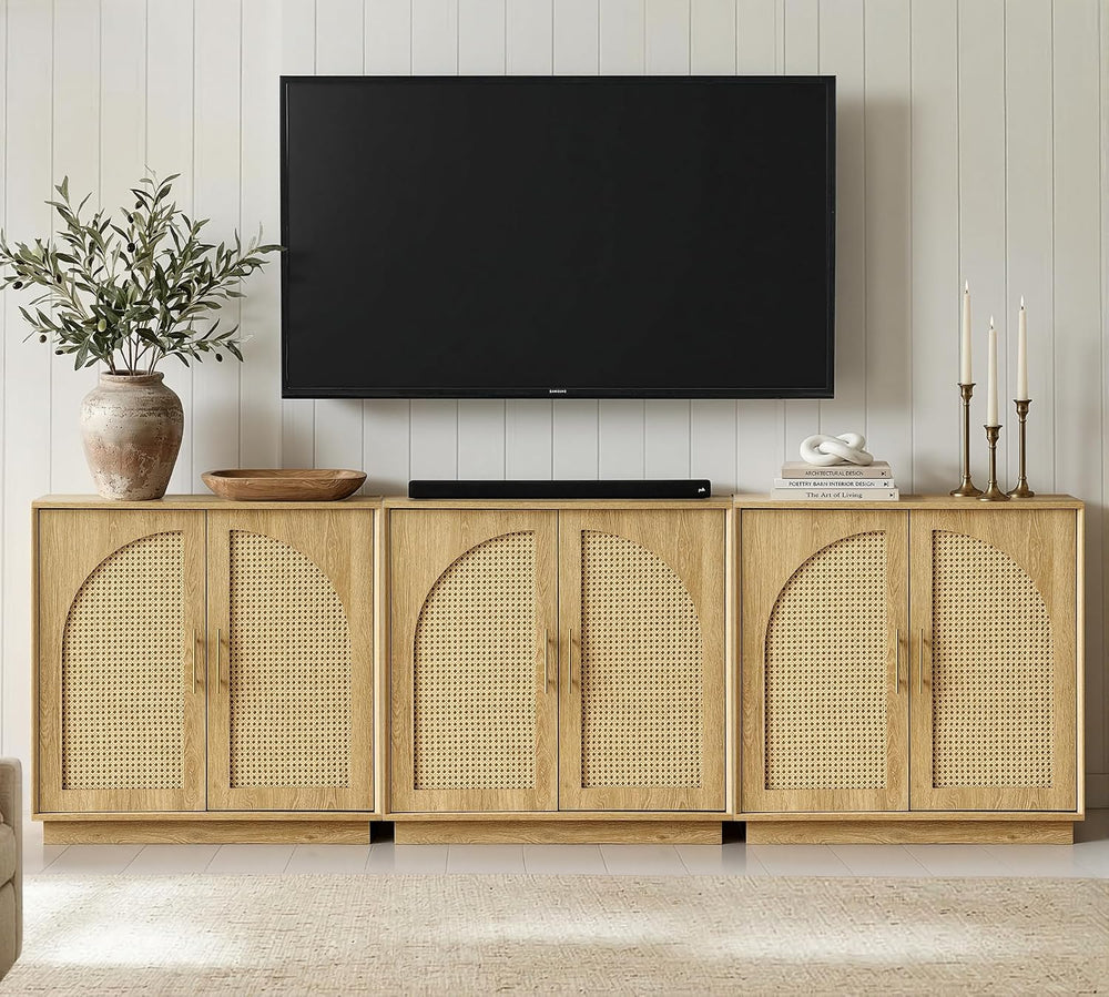 31.5" Sideboard Buffet Cabinet with Storage, Light Oak, 3pcs