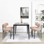 DYHOME Boucle Dining Chairs Set of 4, Upholstered Kitchen Dining Room Chairs, Side Chairs with Thick Cushions and Metal Legs for Kitchen Living Room, Camel Color