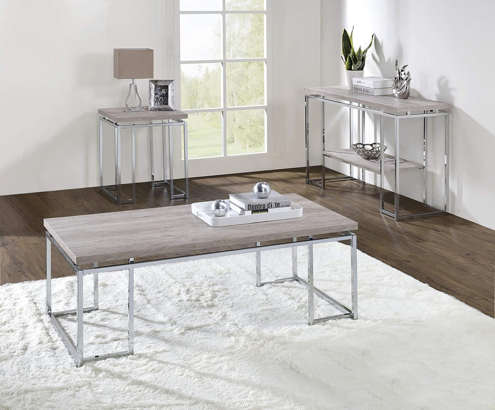 End Table Natural Oak Living1pc Chrome Frame Side Table