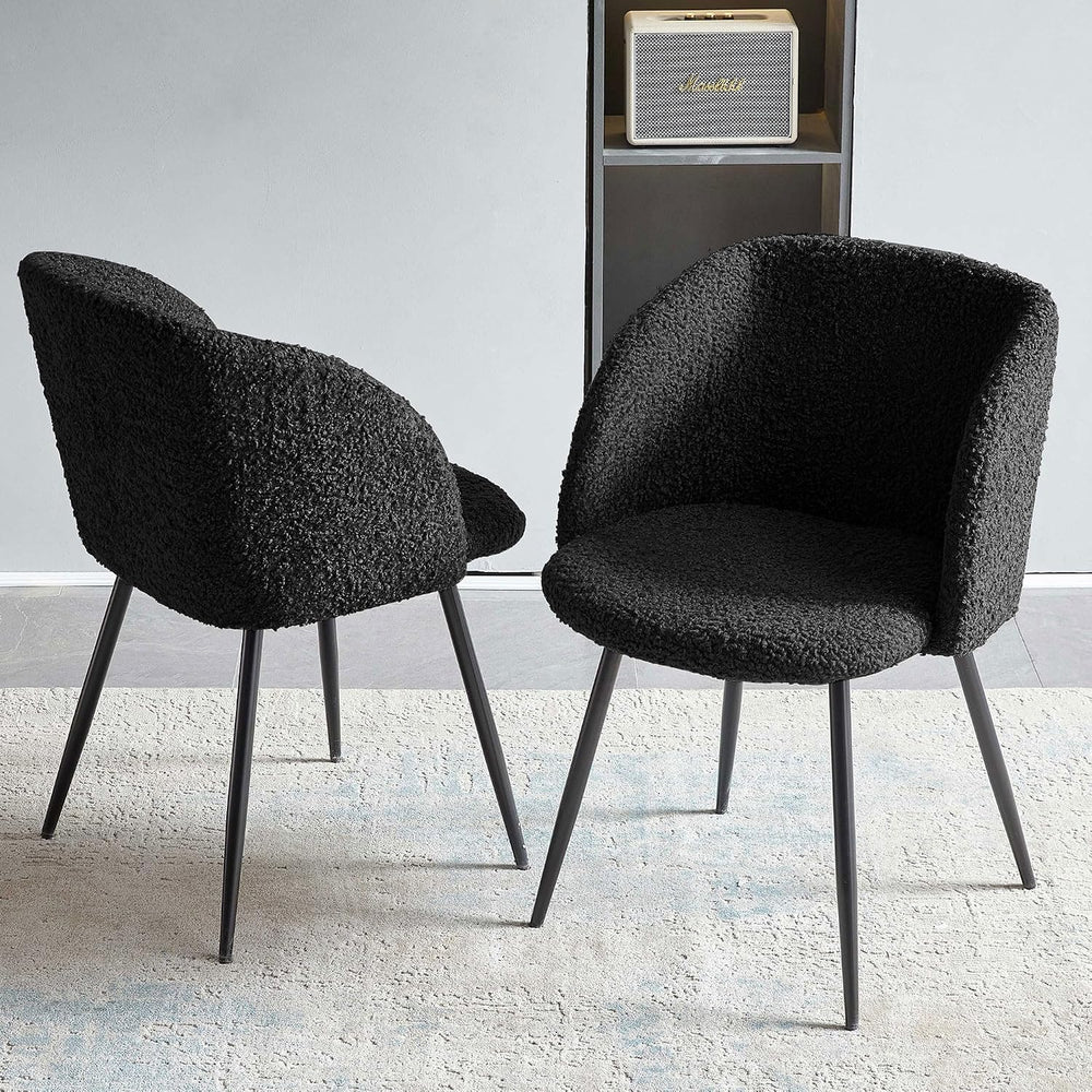 NORDICANA Accent Chairs Set of 2, Fuzzy Sherpa Dining Chairs with Barrel Back...