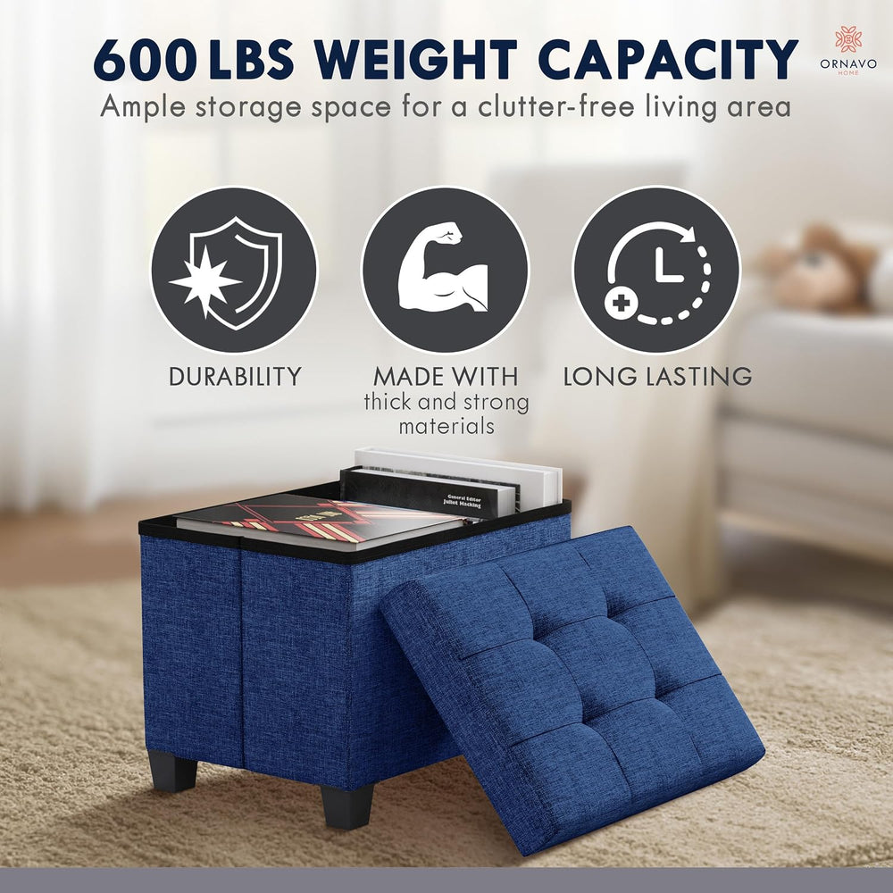 Ornavo Home Storage Ottoman Small Rectangle Ottoman with Legs, Foot Rest Stoo...