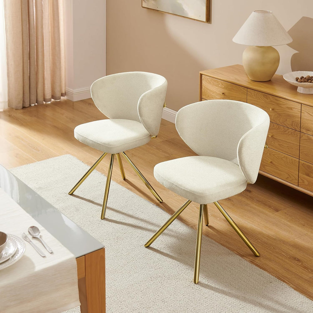 Art Leon Swivel Dining Chairs Set of 2 - Modern Fabric Upholstered Kitchen Di...