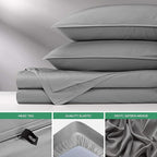 King Sheets by Pure Bamboo, Genuine 100% Organic Viscose Derived from Bamboo Bed Sheet Set, Luxuriously Soft & Cooling, Double Stitching, Lifetime Quality Promise (King, Stone Grey)