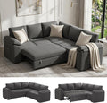 85 Inch Modular Sectional Sofa with Pull Out Couch Bed, L Shaped 5 Seat Sectional Couch with Storage, Corduroy Sectional Couches for Living Room, Cloud Modular Couch, Removable Sofa Cover, Dark Grey