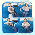HABUTWAY 3FT Bean Bag Chair,Giant Bean Bag Chairs for Adults,Big Bean Bags with Memory Foam Filled, Large Beanbag Chairs with Soft Corduroy Cover-Blue