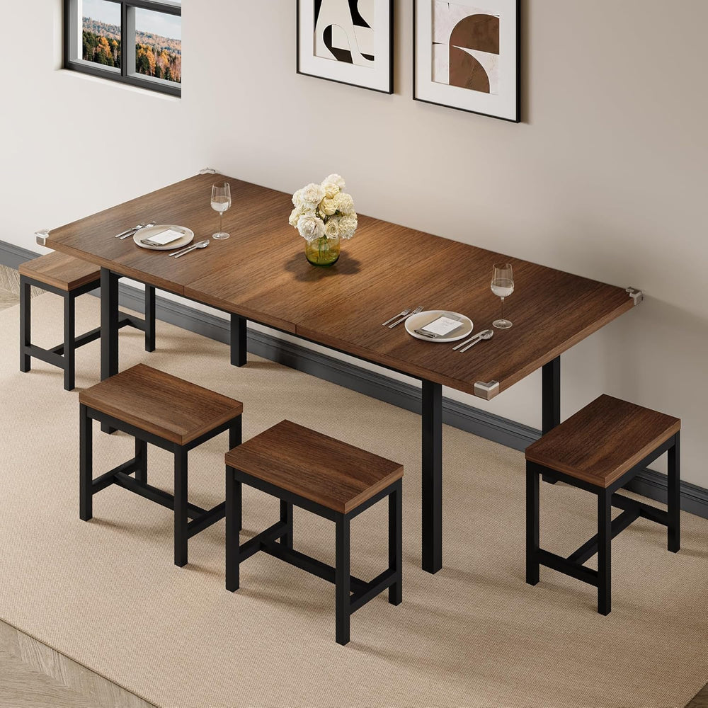 Einhomn 7-Piece Dining Table Set, 63" Extendable Kitchen Room Table with...