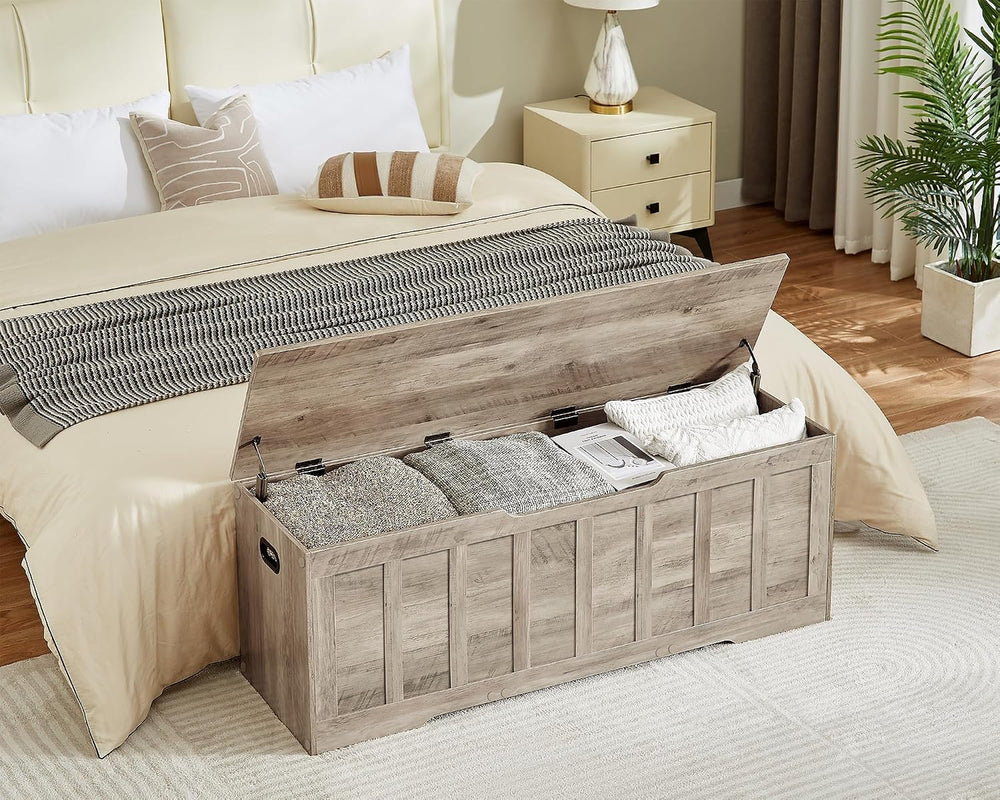 VANKILEY 51.2" Storage Chest Extra Large,Wooden Storage Bench,Greige | C...