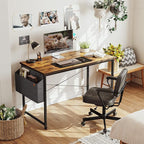 Cubiker Computer Desk 63 inch Home Office Writing Study Desk, Modern Simple Style Laptop Table with Storage Bag, Black