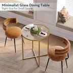 SAYGOER Small Round Dining Table for 2,Glass Circle Kitchen Dinner Table,26.7'' Multifuntional Modern Desk for Dining Room,Office,Kitchen,Apartment,Easy Assembly,Gold