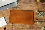 Shinpuru Wooden Valet Tray for Men, Nightstand Organizer with Leather Inlay, EDC Essentials Catchall Tray for Keys, Phone, Wallet, Watch, Earbuds - Bedside Desk Entryway Tray (Wood-Phone)