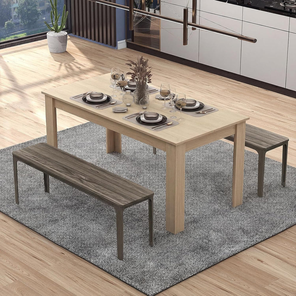 COSTWAY 63”Rectangular Dining Table for 4-6 People,Farmhouse Dinette with Lar...