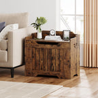 IDEALHOSUE 24.8” Storage Chest, Wooden Storage Bench with Safety Hinge, Retro Blanket Storage Trunk for Entryway, Living Room, Supports 350 lb, Rustic Brown