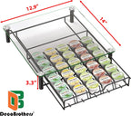 Deco Brothers Crystal Tempered Glass K-Cup Holder Drawer for 30 Coffee Pods Storage, Black