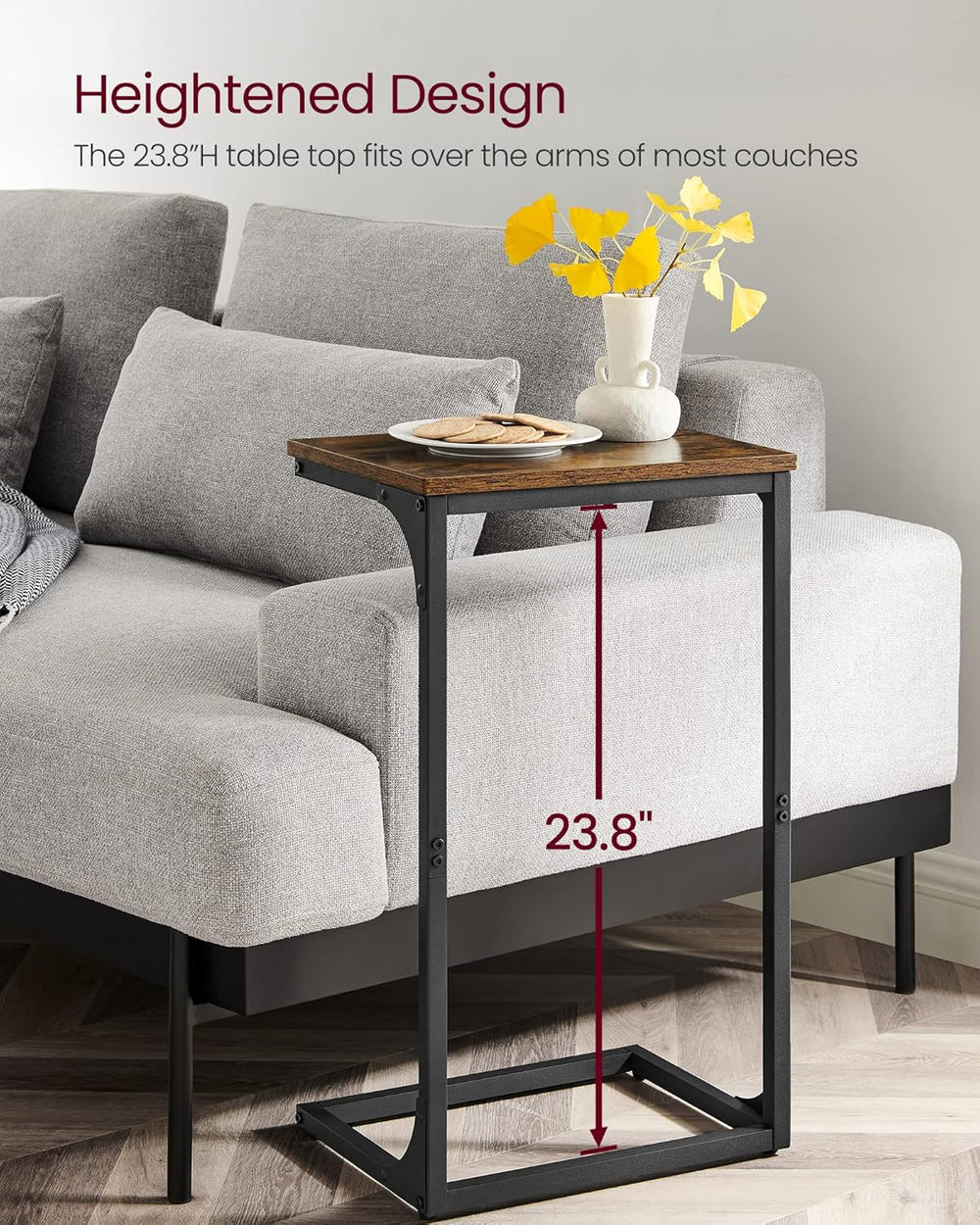 VASAGLE C-Shaped End Table, Side Table for Sofa, Couch Table with Metal Frame...