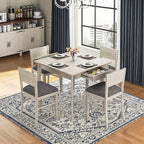 Solid Wood Dining Chairs Set of 4, Farmhouse Kitchen Chairs with Upholstered Cushion, Easy Assembly for Dining Room, Kitchen, Washed Gray