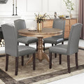 LSSBOUGHT Dining Chair Upholstered Parsons Kitchen Chair with Copper Nails and Solid Wood Legs for Dining Room,Restaurant (Light Grey, 4PCS)