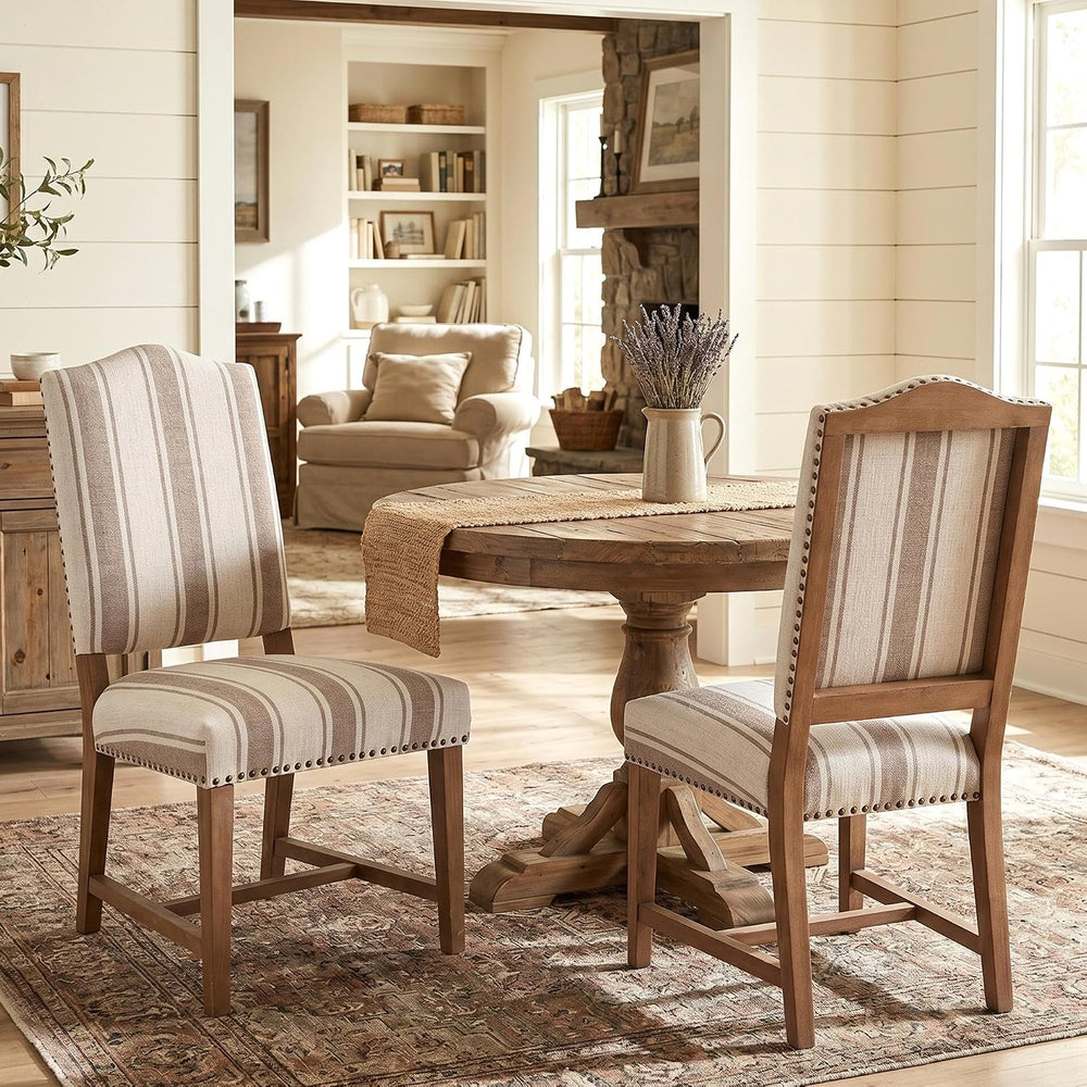 Shunzhi Farmhouse Upholstered Dining Chairs Set of 2 Parson Chairs Mid Centur...