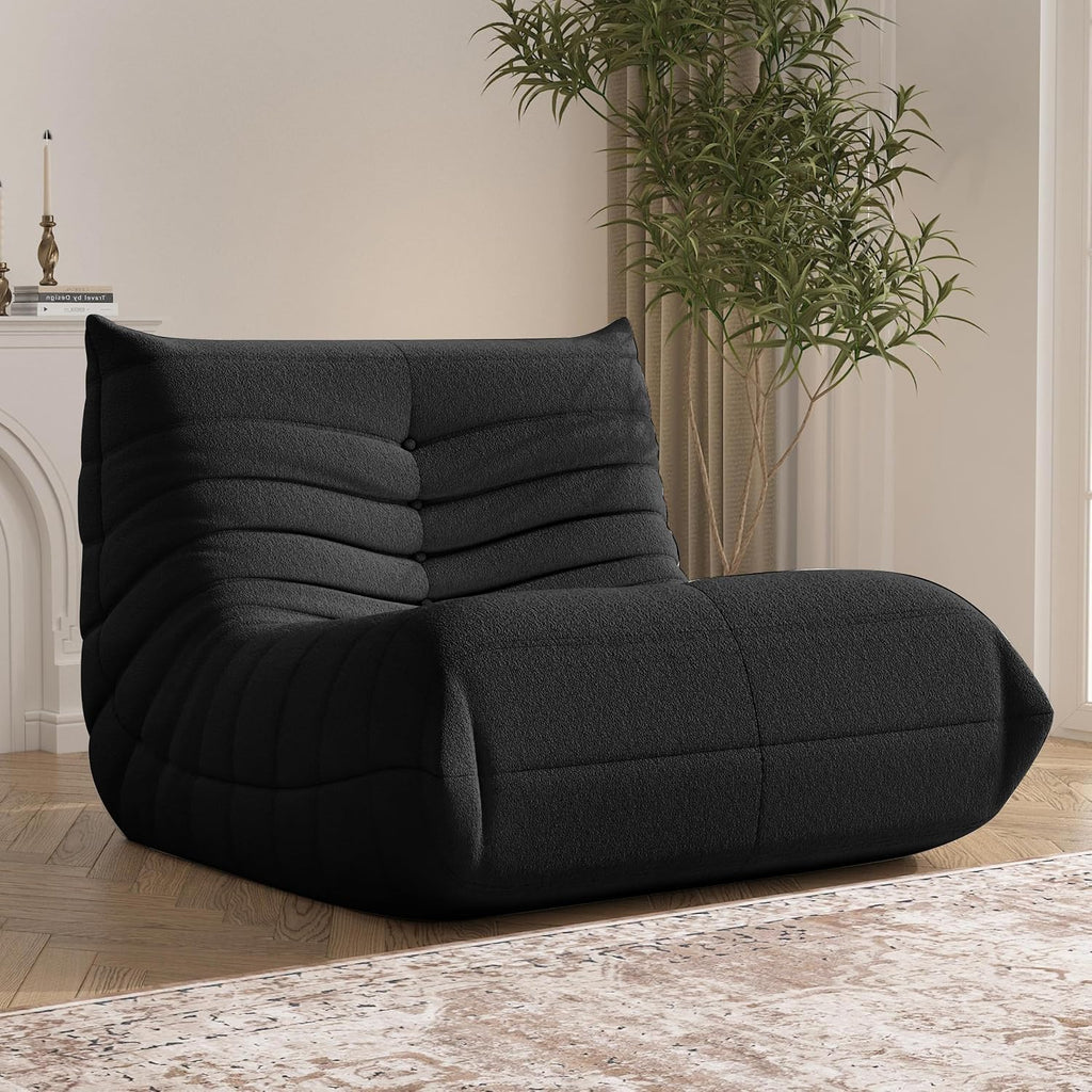 Bean Bag Chair, Memory Foam Bean Bag Sofa Large Bean Bag Chair for Adults, Bean Bag Chairs for Teens with High Density Comfortable Foam, Memory Foam Lazy Sofa for Living Room, Bedroom (Black)