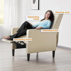 Yaheetech Fabric Recliner Chair Mid-Century Modern Recliner Adjustable Single Recliner Sofa with Thicker Seat Cushion Tufted Upholstered Sofa with Pocket Spring for Living Room Bedroom Beige