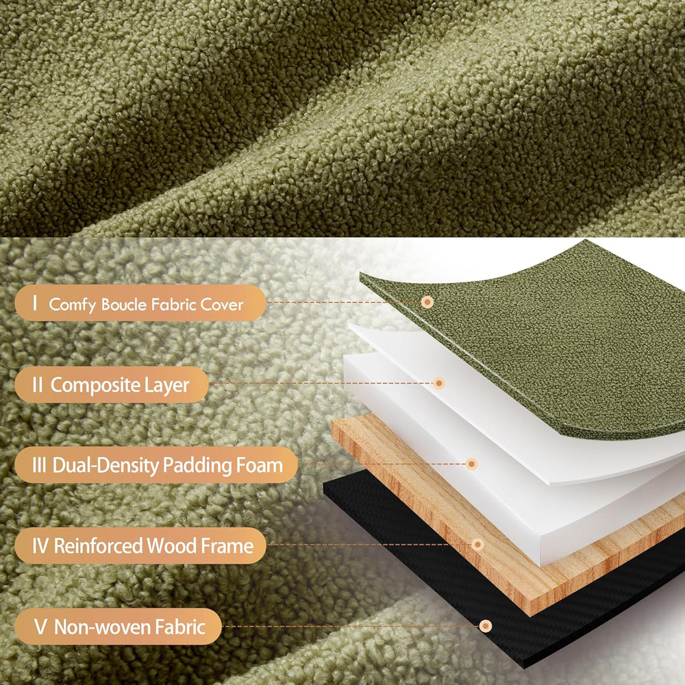 ONEVOG Olive Green‌ Modern Ottoman, 21" Square Fuzzy Couch Sherpa Pouf O...