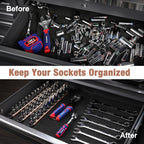 WORKPRO Magnetic Socket Organizer, 1/2-Inch Drive Aluminum Alloy Socket Rail, Heavy Duty Socket Holder, Socket Rack Kit 1/2-Inch x 10 Clips Champagne (Socket not Included)