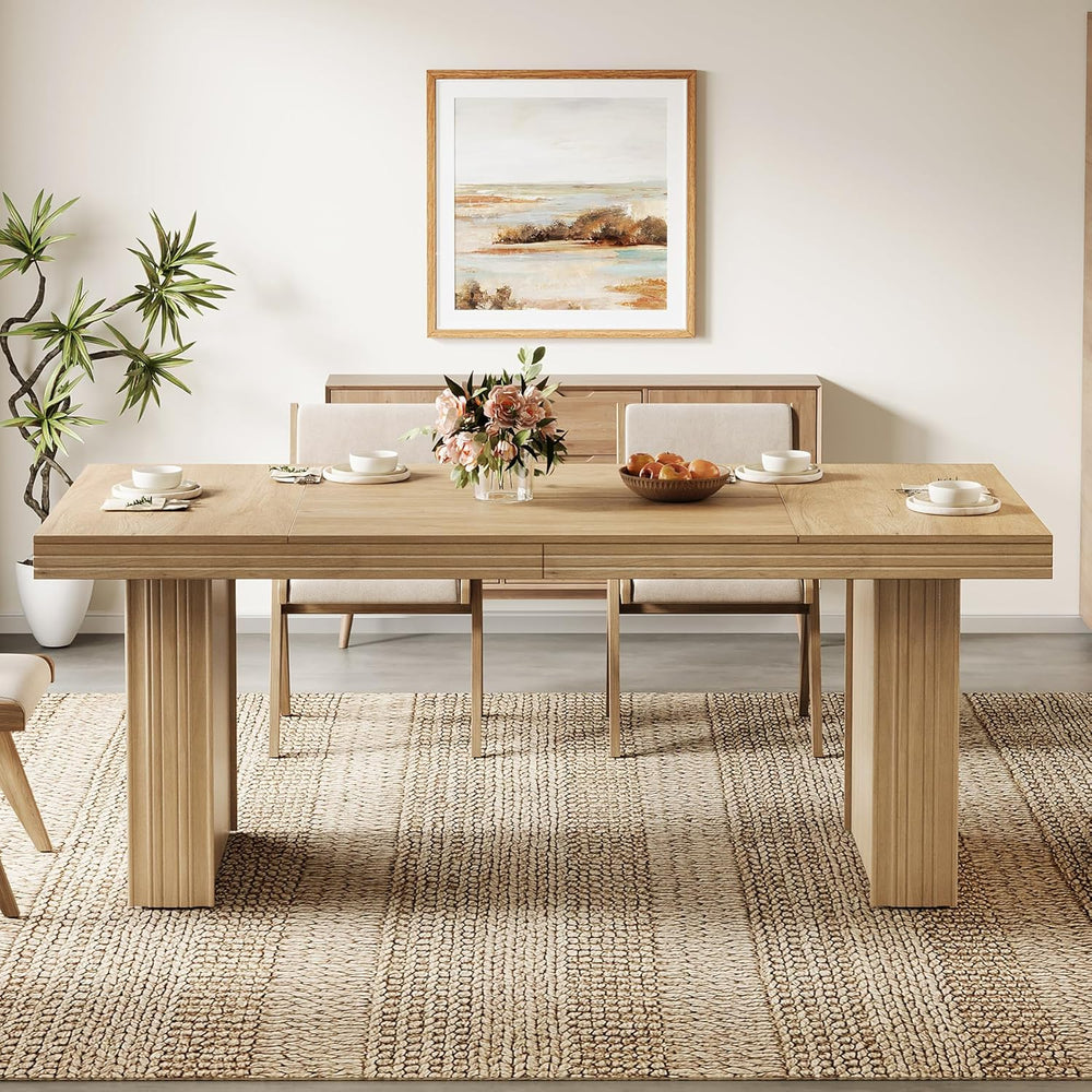 Tribesigns 63 Inches Farmhouse Dining Table for 6, Modern Kitchen Table with ...