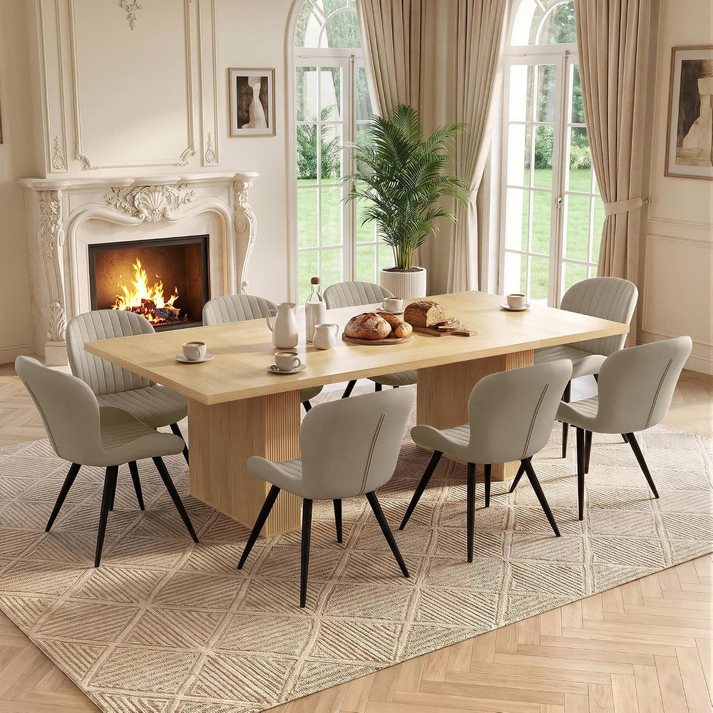 Miereirl 9-Piece Modern Farmhouse Dining Table Set for 8, 78" Kitchen Ta...