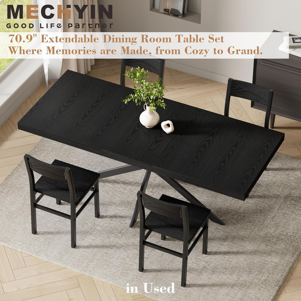 5-Piece Dining Table Set for 4 6 8, Large 55"-70.9" Extendable Dini...