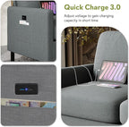 STHOUYN 72" W 3 Seater Couch with 2 USB, Comfy Grey Couch with 2 Pockets, Living Room Sofas with Reinforced Steel Frame, Cheap Sofas for Small Spaces, Dorm, Bedroom