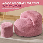 Hobestluk Bean Bag Chairs Ottoman for Adults Bean Bag Chair Footrest Foam Filled Ottoman of BeanBag Footstool of Lazy Sofa for Bedroom, Living Room, Apartment (Small, Pink)