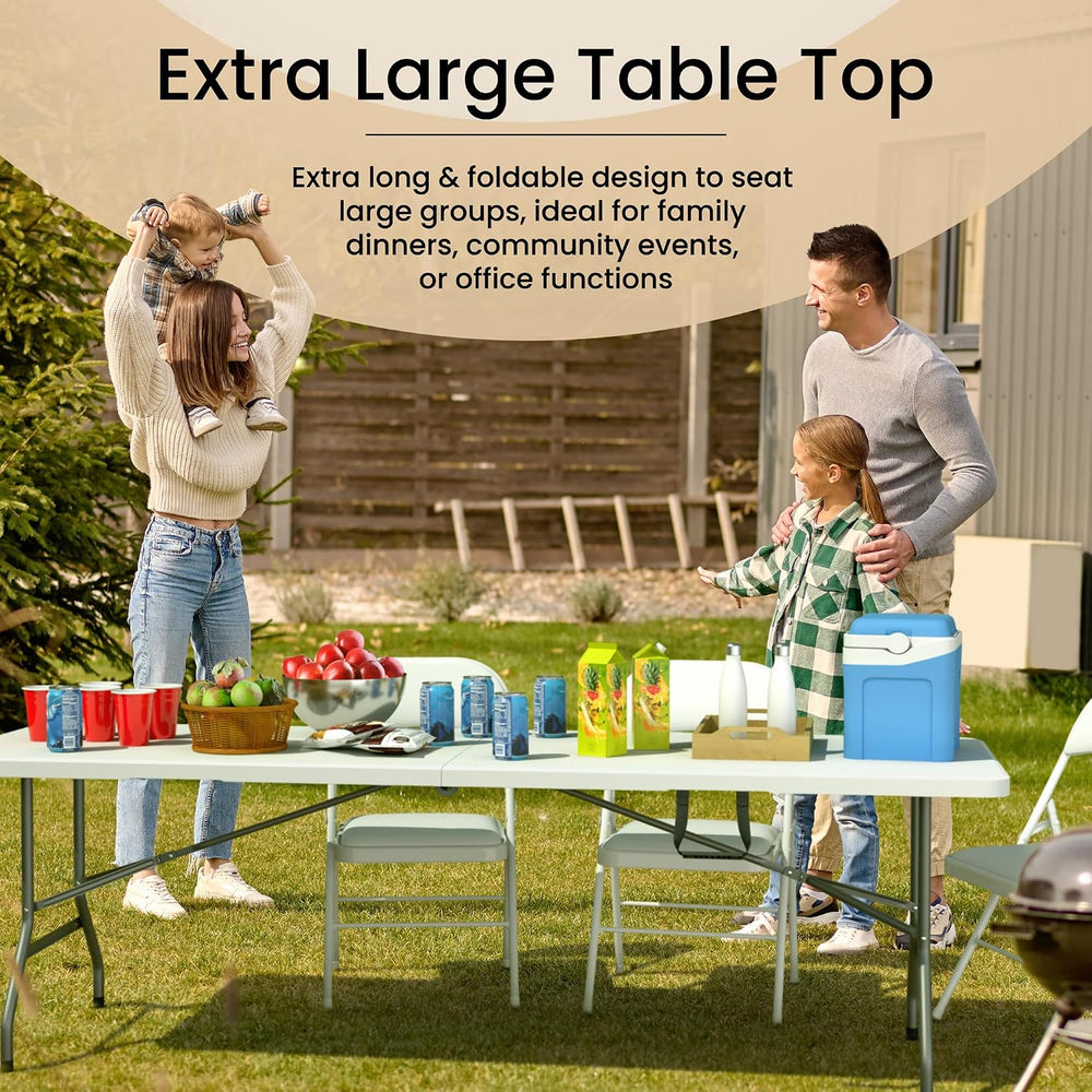 Our Modern Space 8 Feet Foldable Table with Built in Handle & Steel Legs ...