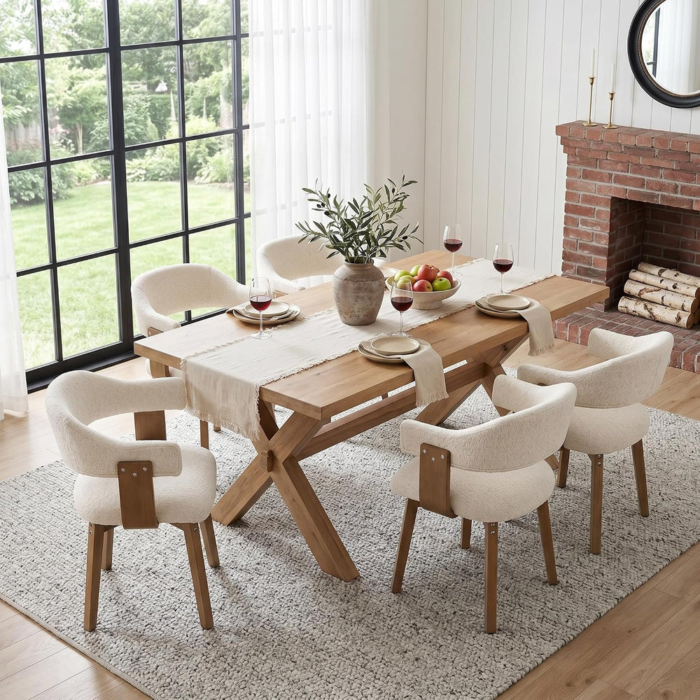 ROCITY Modern Dining Chairs Set of 4 Beige Upholstered Dining Room Chairs, Fa...